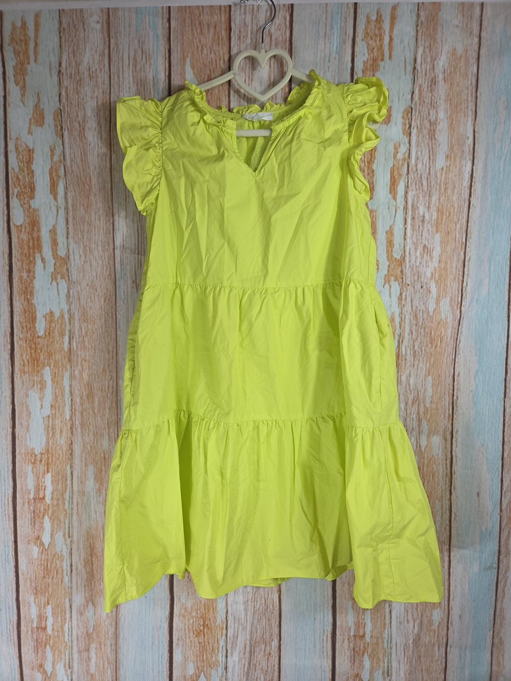 A Loves A Girls Neon Girls' Ruffle Sleeve Dress. 100% Cotton. Size Large